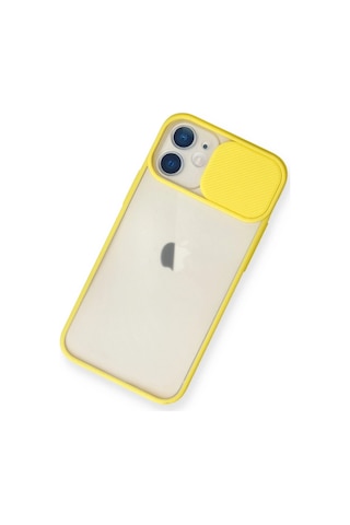 Newface Apple iPhone Uyumlu 11 Kılıf Palm Buzlu Kamera Sürgülü Silikon Semeglbl - 64 - Sarı