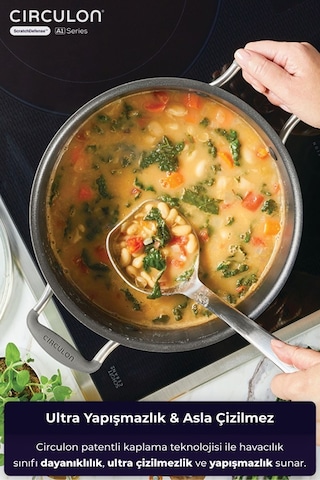 Circulon 24 Cm Kapaklı Derin Tencere Gri - Siyah