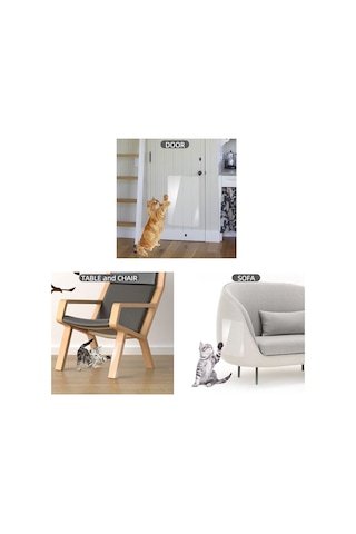 Geekyou Kedi Tırmalama Engeli Transparan Koltuk Koruyucu 4 Adet L Boy - Mühürlü Vinyl Koltuk Koruması