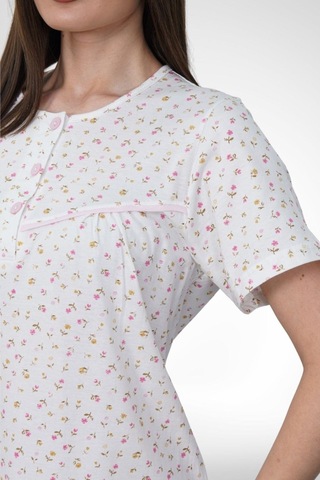 Mecit Pijama Mecit 6395 Pembe Büyük Beden Pamuklu Kadın Kısa Kollu Gecelik