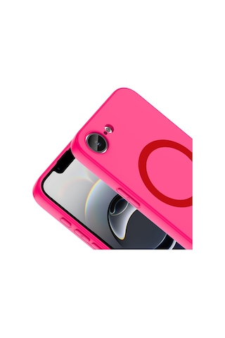 Apple iPhone Uyumlu 16e Kılıf M-safe Şarj Özellikli Zore Aris Silikon Kapak - Koyu Pembe