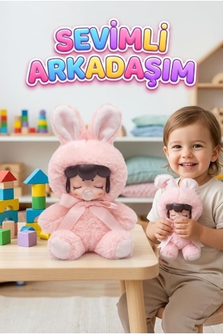 Nansi Yumuşak Peluş Figür Bebek - Kurdeleli Kostümlü Emzikli 17 Cm Dekoratif Uyku Arkadaşı Oyuncak Bebek