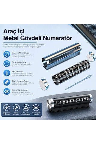 Araç Torpido Üstü Telefon Numaratörü Metalik Gövde Çok Renkli