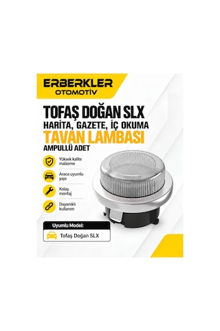 Tofaş Doğan Slx İç Okuma Harita/gazete Tavan Lambası Ampullü Takım - Erb387 Tofaş Doğan Slx İç Okuma Harita/gazete Tavan Lambası Ampullü Takım - Erb387