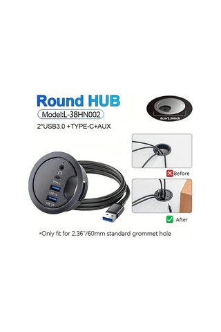 Xuweiwei L-38hn002 Jklkj Usb 2.0 3.0 Çok Portlu Hub Tip-c Şarj Ve Veri Aktarımı Kompakt Masaüstü Dok 60mm Yuvarlak Tasarım Geniş Uyumluluk