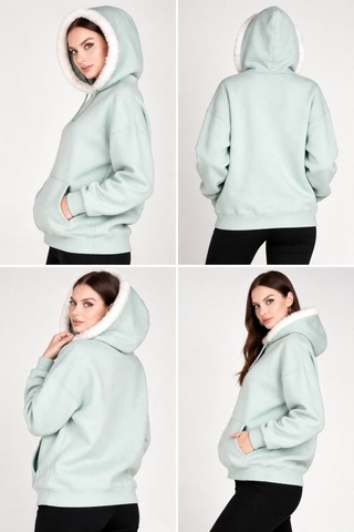 Oysho Kumaş 2 İplik Sardonlu Sweatshirt Yeşil