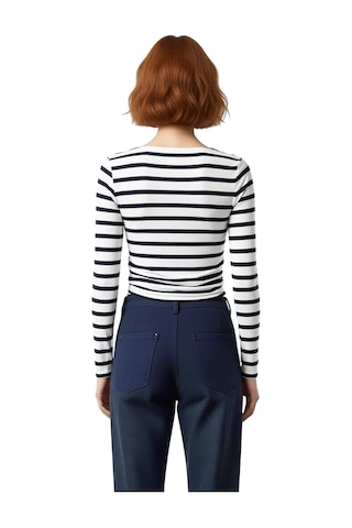 Ersefa Stil Kadın Fitted Vücuda Oturan Büzgü Drape Detaylı Esnek Bluz Cr Lacivert
