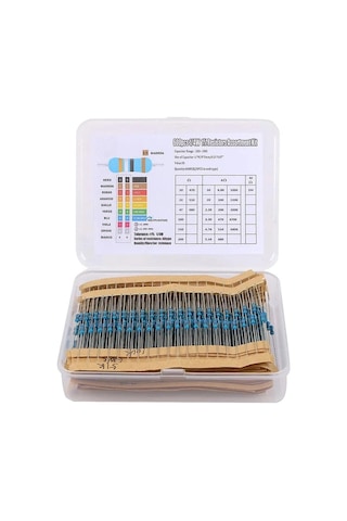 Alkatronik Kutulu 600 Parça Direnç Seti 10ohm / 1mohm 30 Farklı Tip 20şer Adet Metal Film Dip Direnç