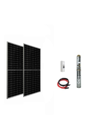 72 V Volt 1 Hp 0.75 Kw 750 W Watt Dc Kademeli Dalgıç Solar Pompa 1100 Watt Güneş Paneli Solar Sulama Paket Sistem
