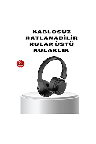 Mey İthalat Kablosuz Kulak Üstü Bluetooth Kulaklık Güçlü Bas Ve Katlanabilir Tasarım