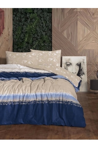 Cotton Box Flanel Nevresim Takımı Çift Kişilik Blueline Lacivert