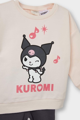Defacto Kuromi 2'li Sweatshirt Tayt Pembe Kız Bebek Alt-üst Takım F5013a5/pn701 Pembe