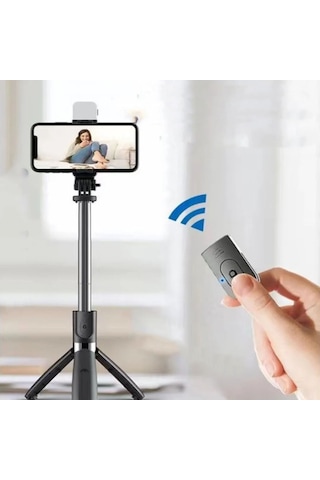 N09s Telefonlar İçin Işıklı Bluetooth Selfie Çubuğu 90 Cm-al4641