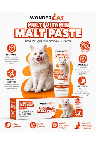 Wondercat Multivitamin Malt Kedi Macunu 100 Gr