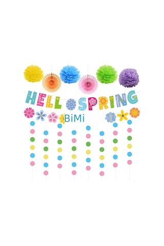 Lemestar Baharda Partiler İçin Renkli Dekoratif Takım - Bayrak, Balon Ve Pano Dahil Pratik Kurulum Seti 5