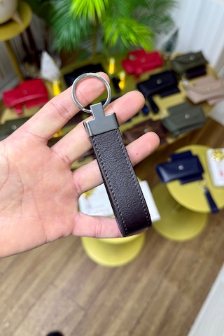 Kahverengi Hakiki Deri Premium Anahtarlık Kişiye Özel İsim Baskılı