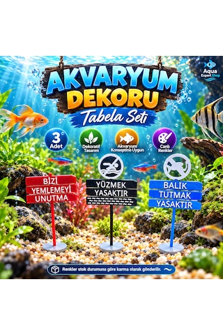 Akvaryum Dekoru - Tabela - Akvaryum Dekor - 3 Adet - Salınım Yapmaz - Balıklar İçin Güvenli - V4