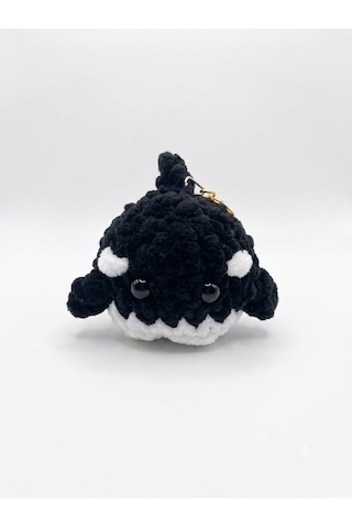 Küçük Dev: Amigurumi Katil Balina Peluş Anahtarlık Beyaz - Siyah