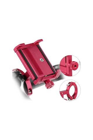 Yaozixa Alüminyum Bisiklet Telefon Tutucu - 6.2-10cm Genişlik Ayarı, Sağlam Tutma, Kolye Montajlı, Kırmızı Kırmızı