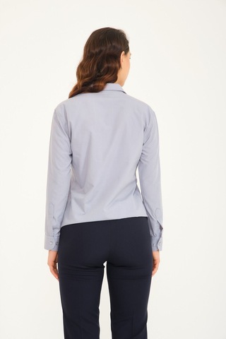 Kadın Uzunkollu Koyugri Gömlek Koyugri