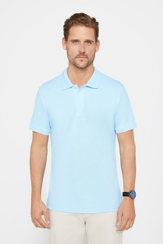 Tudors Erkek Slim Fit Dar Kesim %100 Pamuk Düz Pike Mavi Polo Yaka Tişört-30491 Mavi