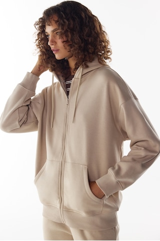 Penti Bej Şardonlu Fermuarlı Kapüşonlu Sweatshirt