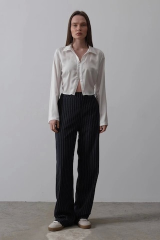 Defymoda Beli Yarım Lastikli Palazzo Pantolon - Lacivert-beyaz Lacivert-beyaz Lacivert - Beyaz