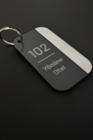 2 'li Kişiselleştirilebilir Anahtarlık Antrasit & Silver Gümüş Pleksi Otel Bungalov Apart Yurt Tesis İsimli Oda Numaralı Gold