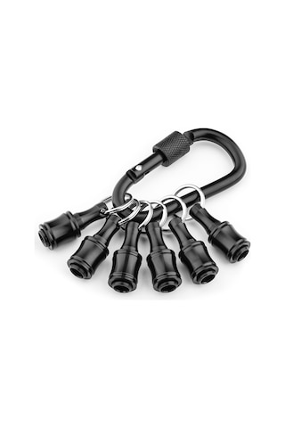 Youmex 1/4 İnç Alüminyum Uzatma Çubuğu - Tek Elle Kullanım İçin Anahtarlık Tutucu Ve Matkap Adaptörü 6 Parça Siyah