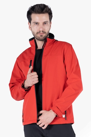 Gizli Kapüşonlu Softshell Mont Kırmızı
