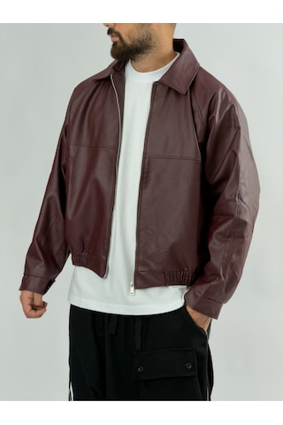 Cocopelli Bordo Bomber Erkek Deri Ceket Coc3471