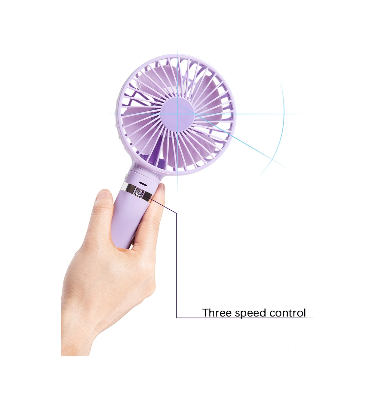 Neevoyu Usb Şarj Edilebilir Elden Taşınabilir Katlanabilir Mini Fan - 3 Hızlı Soğutma, Sessiz Çalışma, Taşınabilir Tasarım Battery Yok - Buz Mavisi