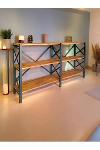 Umutpark Çok Amaçlı Metal Ahşap Kitaplık Tv Ünitesi Raf.