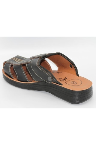 Akım Erkek Günlük Terlik Sandalet Ortapedik Siyah-Kahve