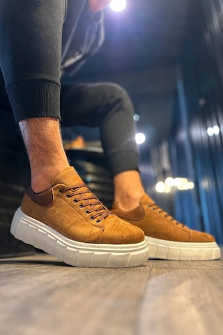 Ay Mood Jy144 Volt Bağcıklı Süet Erkek Günlük Sneaker Yüksek Taban Ayakkabı Sbt Taba