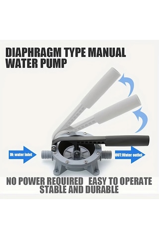 Motion003 720gph Manuel Bilge Su Pompası Deniz Teknesi İçin Kendi Kendine Emişli Diyafram El Aleti Kauçuk Malzeme Gri Tek Paket Su Transferi
