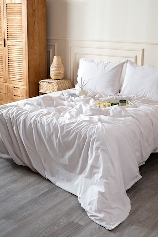 Boho Sade Natural Krem % 100 Pamuk Nevresim Takımı Çift Kişilik 2 540862 Diğer