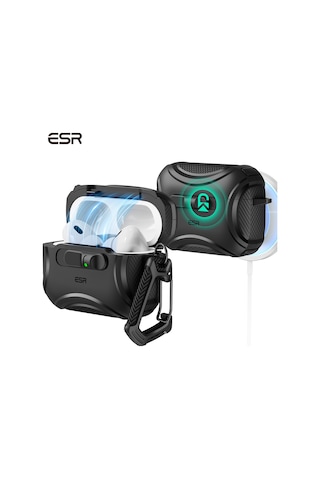 Apple AirPods Uyumlu Pro 3 2025 Cyber Flicklock Manyetik Kılıf Siyah