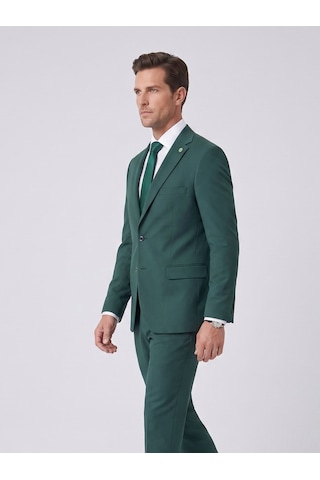 Tk6893 Erkek Klasik 2 Li Takım Elbise 2 Düğmeli Slim Fit Esnek Kumaş Çift Yırtmaçlı 7 Drop Yeşil
