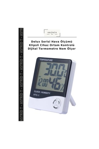Delux Serisi Hava Ölçümü Klipsli Cihaz Ortam Kontrolü Dijital Termometre Nem Ölçer