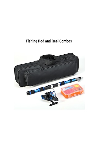 Qingmipy Mavi Teleskopik Olta Seti - Cam Fiber Kamış, Makine, Çanta Ve Olta Malzemeleri Dörtlü Paket 44cm-173cm