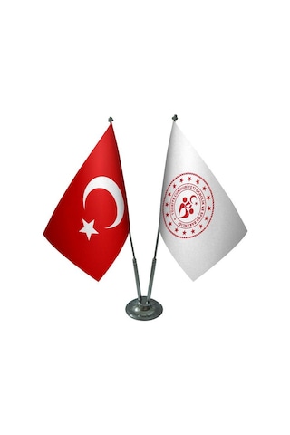 Masa Üstü Gençlik ve Spor Bakanlığı Bayrağı Türk Bayrağı İkili Kr