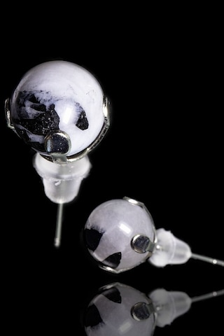 Sertifikalı Gerçek Doğal Ay Taşı Nokta Doğal Taş Küpe Çok Renkli