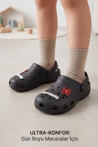 Hero-clog Macera Serisi - Siyah Maske Figürlü Erkek Çocuk - Bebek Terlik Ve Sandalet: Ultra Hafi...