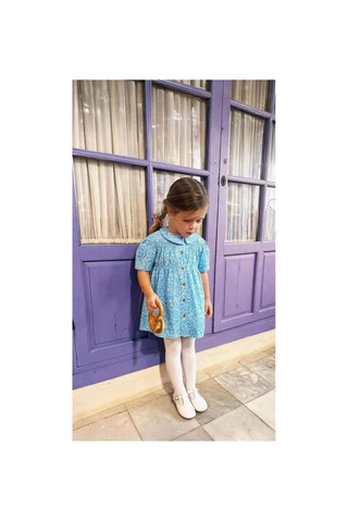 Poala Kids Mavi Çiçekli Elbise
