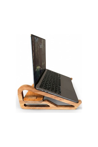 Ahşap Dekoratif Laptop Standı Ergonomik Düzenleyici Organizer