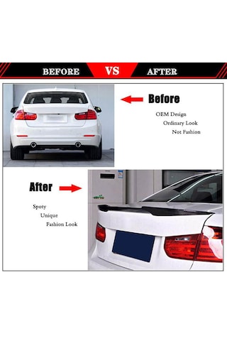 Bmw F30 Spoiler Bagaj Üstü F80 M4 Yarasa Tip Parlak Siyah Parlak Siyah - Piano Black