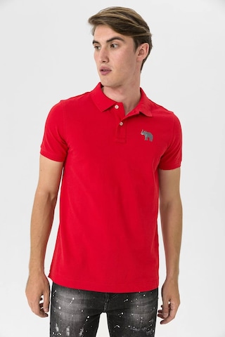Farm Animals Polo Yaka Fil Nakış Detaylı Erkek T-Shirt Kırmızı