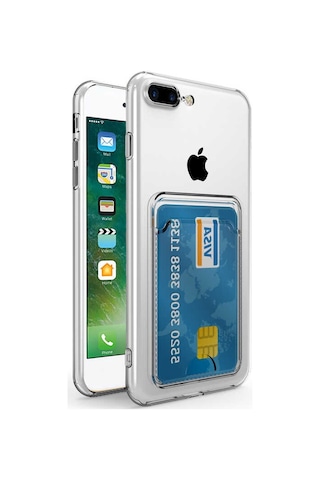 Apple Uyumlu iPhone Se 2020 Kılıf Kartlıklı Şeffaf Zore Setra Kartlıklı Şeffaf Silikon Kılıf