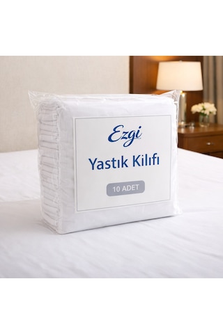 %100 Pamuk Akfil Otel Tipi Kapaklı 10 Adet Beyaz Yastık Kılıfı Kalın Kumaş Dayanıklı 5 Çift